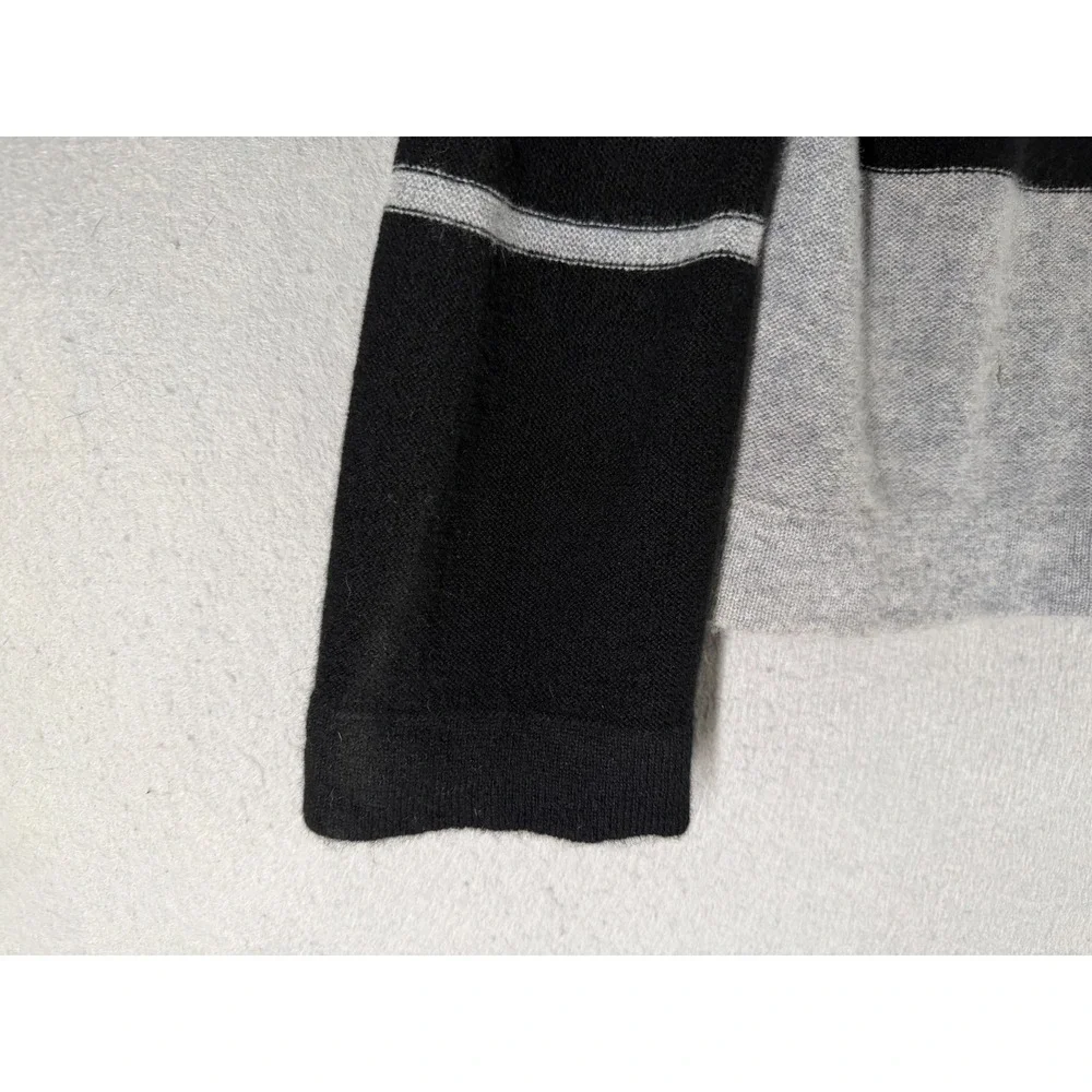 Griffen‎ Cashmere Sweater Womens XL Black Gray Quiet Luxury Dark Academia Stripe